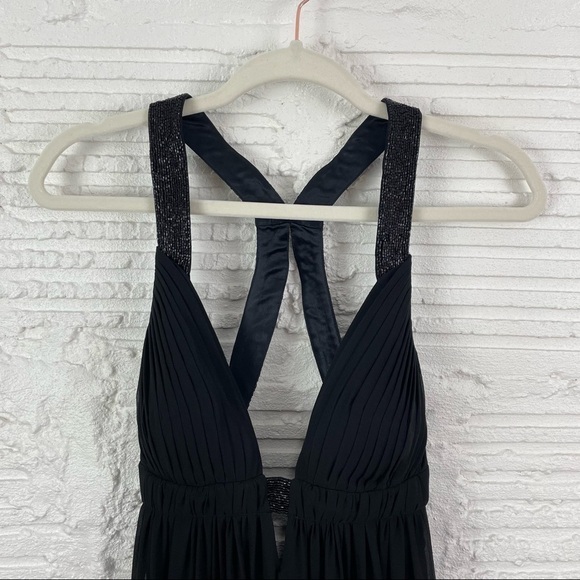 Cache Dress Y2K Black Sheer Chiffon Silk Beaded Whimsigoth Fairy Ethereal SZ 4 - Picture 3 of 15